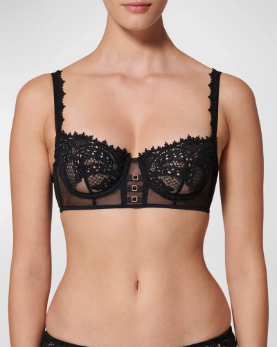 Simone Perele Mystic Underwire Embroidered Mesh Demi Bra In Black