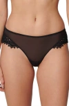 Simone Perele Singuliere Embroidered Tulle Tanga In Midnight