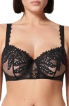 SIMONE PERELE MYSTIC UNDERWIRE EMBROIDERED MESH DEMI BRA