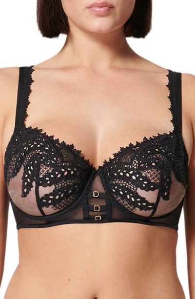 SIMONE PERELE SIMONE PERELE MYSTIC UNDERWIRE EMBROIDERED MESH DEMI BRA