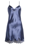 Simone Perele Nocturne Lace Trim Nightgown In Cinder Blue