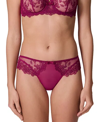 Simone Perele Passion Embroidered Bikini In Burgundy