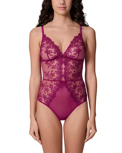 Simone Perele Passion Lace Bodysuit In Burgundy