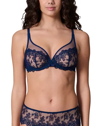 Simone Perele Passion Sheer Plunge Underwire Bra In Blue
