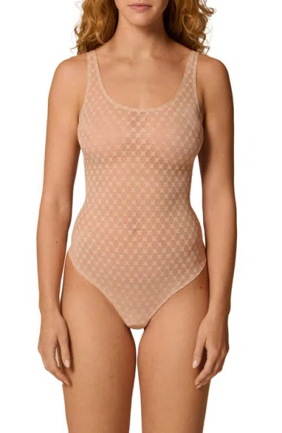 Simone Perele Plume Embroidered Bodysuit In Pink