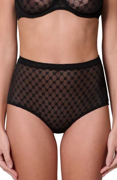 Simone Perele Plume Embroidered Shaping Briefs In Black