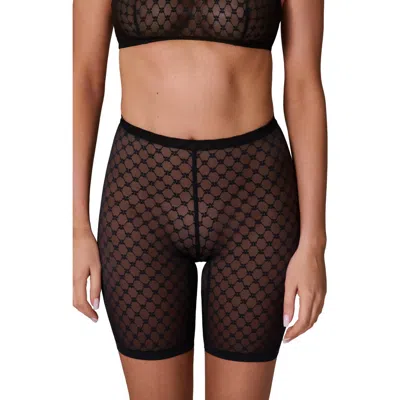 Simone Perele Plume Uplifting Embroidered Shaping Shorts In Black