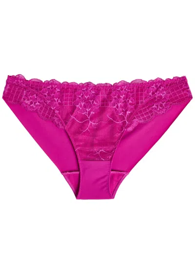 Simone Perele Simone Pérèle Reve Lace-embellished Stretch-jersey Briefs In Pink