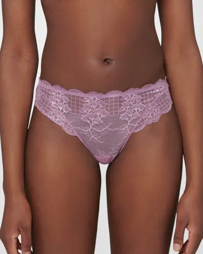 Simone Perele Reve Scalloped Lace Tanga In Glamorous Mauve