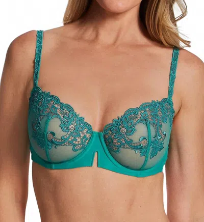 Simone Perele Saga Embroidered Demi Cup Bra In Garden Green