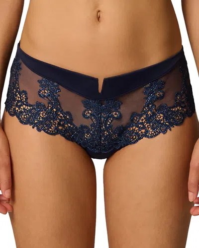 Simone Perele Saga Lace Mesh Boyshorts In Blue