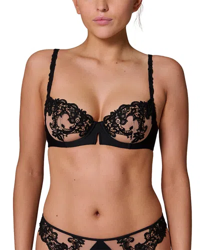 Simone Perele Saga Lace Mesh Demi Bra In Tatoo Noir