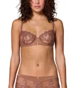 Simone Perele Saga Lace Mesh Demi Bra In Tender Brown