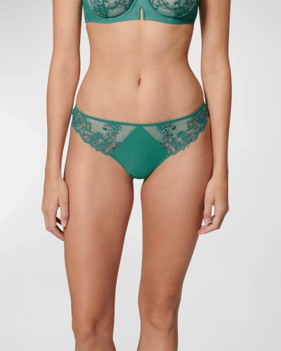 Simone Perele Saga Lace Thong In Garden Green