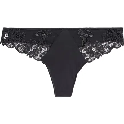 Simone Perele Saga Lace Trim Thong In Black