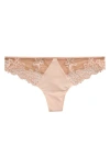 Simone Perele Saga Lace Trim Thong In Pink Coral