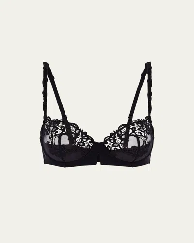 Simone Perele Saga Non-padded Lace Demi Bra In Black Pattern