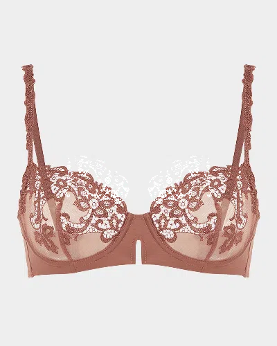Simone Perele Saga Non-padded Lace Demi Bra In Tender Brown