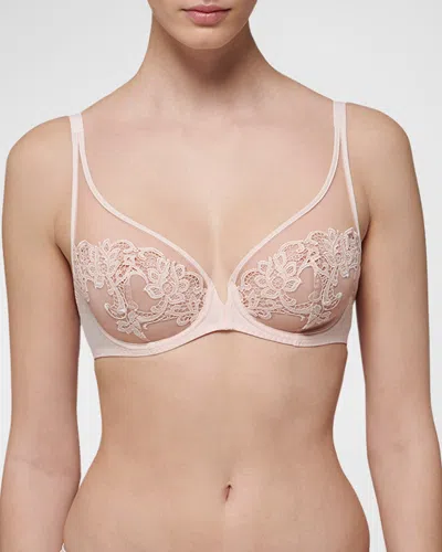 Simone Perele Saga Sheer Plunge Bra In Pink Nude