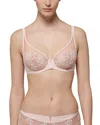 Simone Perele Allure Sheer Plunge Full Coverage Underwire Bra In Pink Nude