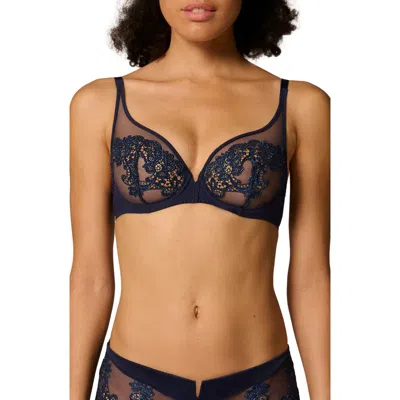 Simone Perele Saga Sheer Underwire Plunge Bra In Multi