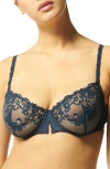 Simone Perele Saga Non-padded Lace Demi Bra In Endless Blue