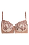 Simone Perele Saga Non-padded Lace Demi Bra In Tender Brown