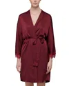 Simone Perele Satin Secrets Kimono Robe In Spinel Red