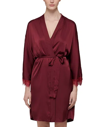Simone Perele Satin Secrets Kimono Robe In Spinel Red