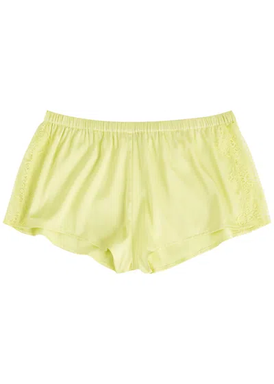 Simone Perele Simone Pérèle Satin Secrets Lace-trim Satin Pyjama Shorts In Yellow