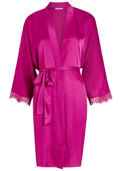 Simone Perele Simone Pérèle Satin Secrets Lace-trimmed Robe In Pink