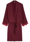 Simone Perele Simone Pérèle Secrets Lace-trim Satin Robe In Dark Red