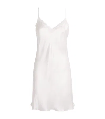 Simone Perele Silk-blend Love Me Mini Slip Dress In White