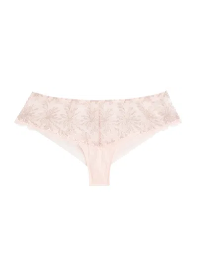 Simone Perele Simone Pérèle Singuliere Embroidered Tulle Briefs In Light Pink
