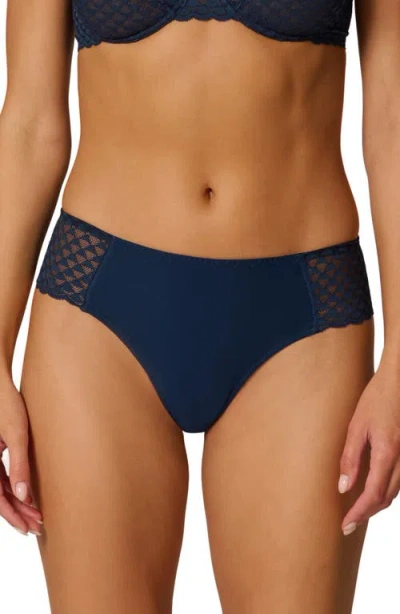 Simone Perele Subtile Lace Trim Boyshorts In Blue