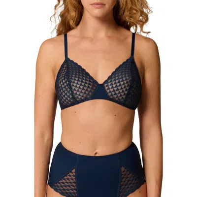 Simone Perele Subtile Triangle Wirefree Bra In Blue