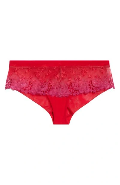 Simone Perele Wish Embroidered Boyshorts In Red