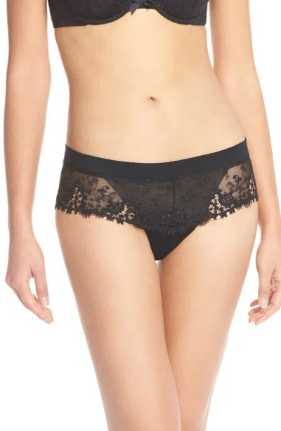 Simone Perele Wish Embroidered Boyshorts In Black