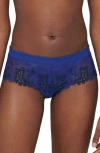 Simone Perele Wish Embroidered Boyshorts In Electric Blue