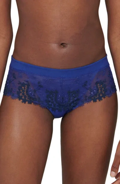 Simone Perele Wish Embroidered Boyshorts In Electric Blue