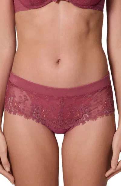 Simone Perele Wish Embroidered Boyshorts In Santal Pink