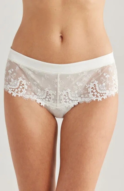 Simone Perele Wish Embroidered Boyshorts In White