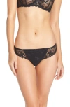 Simone Perele 'wish' Embroidered Tanga Thong In Black