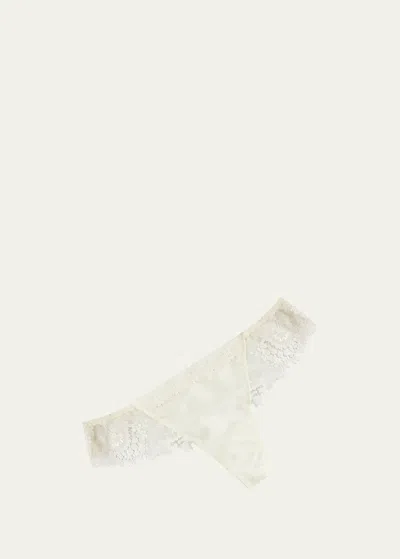 Simone Perele Wish Lace Mesh Tanga In Ivory