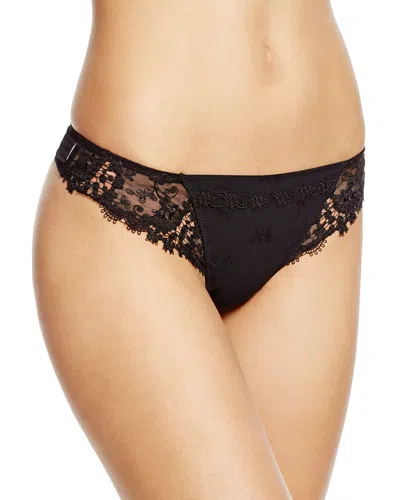 Simone Perele Wish Lace-side Thong In Black