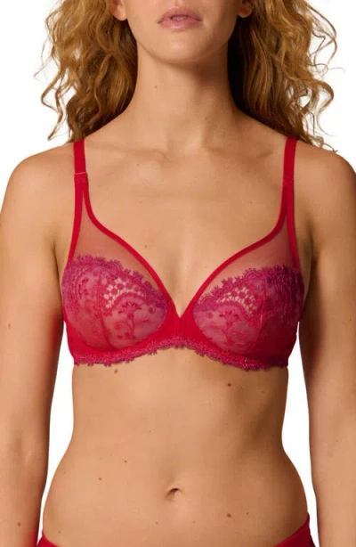 Simone Perele Wish Underwire Plunge Bra In Red