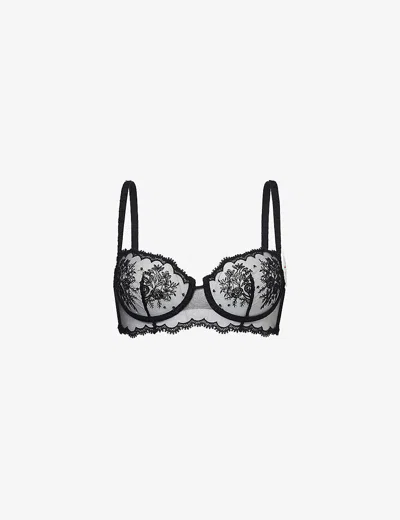 Simone Perele Womens Black Intrigue Underwired Half-cup Lace Bra