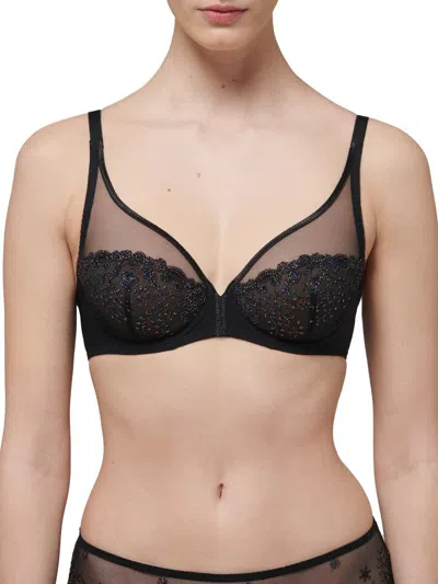 Simone Perele Women's Delice Sheer Plunge Bra In Black