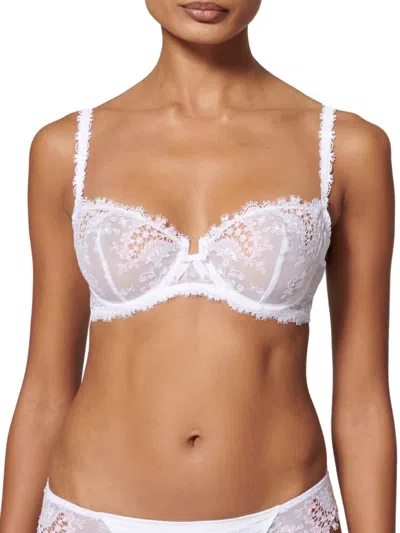 Simone Perele Women's Wish Embroidered Demi Bra In Cristal White