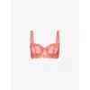 Simone Perele Womens Allure Half-cup Embroidered Mesh Bra Coralia Red